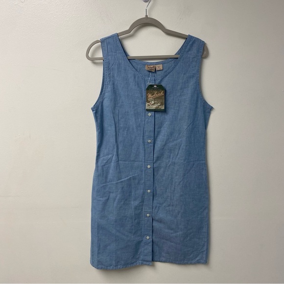 Woolrich Dresses & Skirts - NWT Vintage Woolrich Sleeveless Button Down Chambray Dress‎ Pockets Extra Large